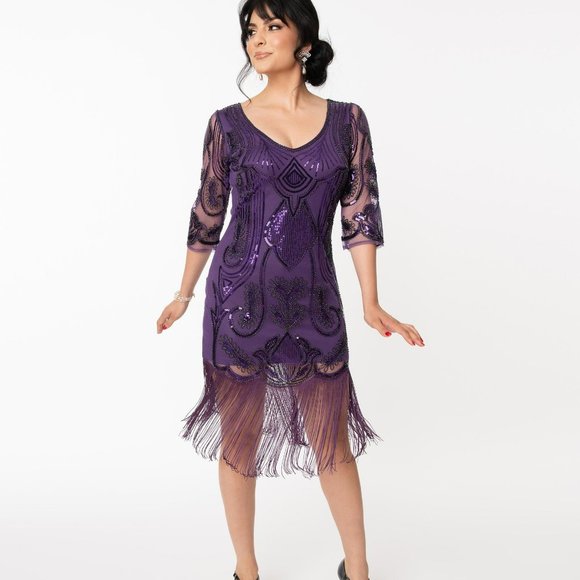 💃 Unique Vintage Sequin Margaux Fringe Dress NWT 🎉HOST PICK✨ - Picture 2 of 16